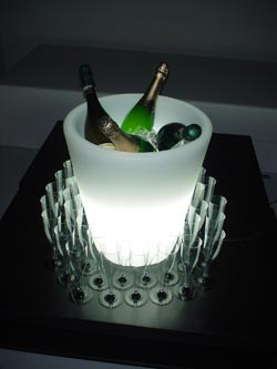 Luminous bottle holder rental in Milan Italy
